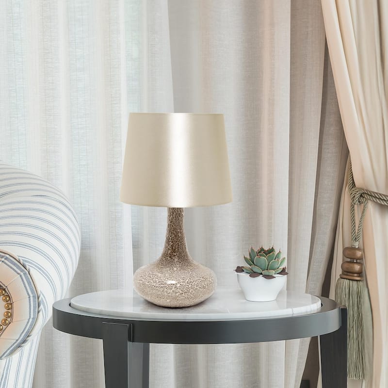 Patchwork Crystal Glass Table Lamp with Drum Shade - 14" - Champagne Gold