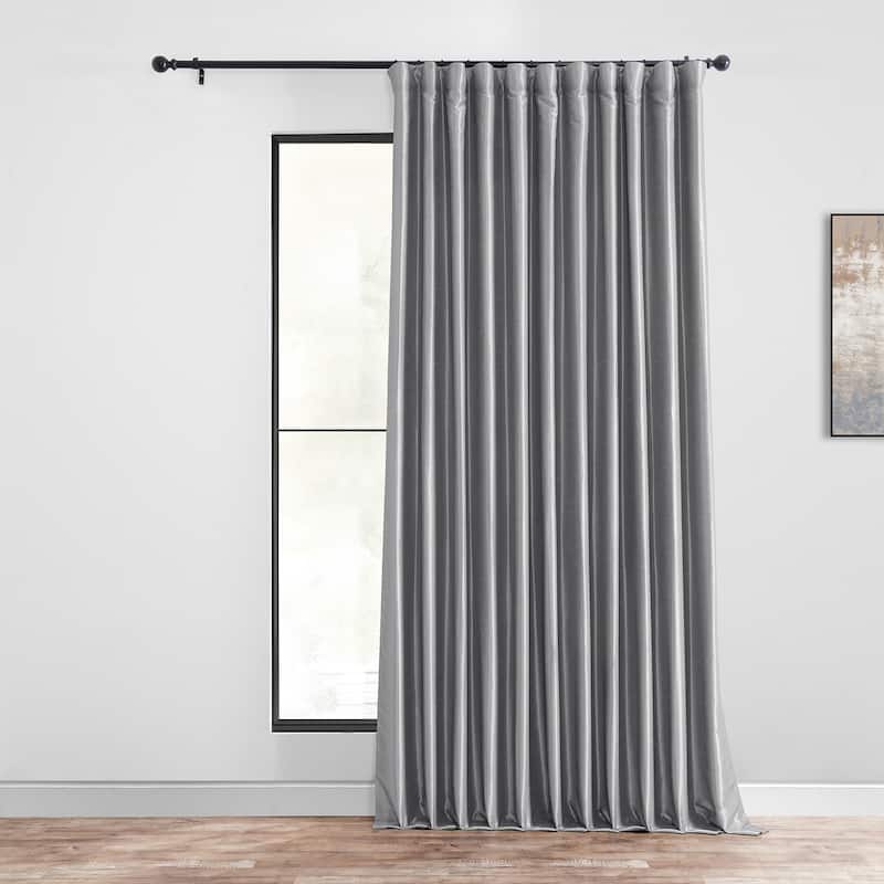 Exclusive Fabrics Blackout Extra Wide Faux Dupioni Curtain (1 Panel) - 100 x 84 - Storm Grey