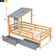 preview thumbnail 4 of 16, Twin Size House Low Loft Bed with Two Storage Drawers,Fence and Sturdy Pine Frame