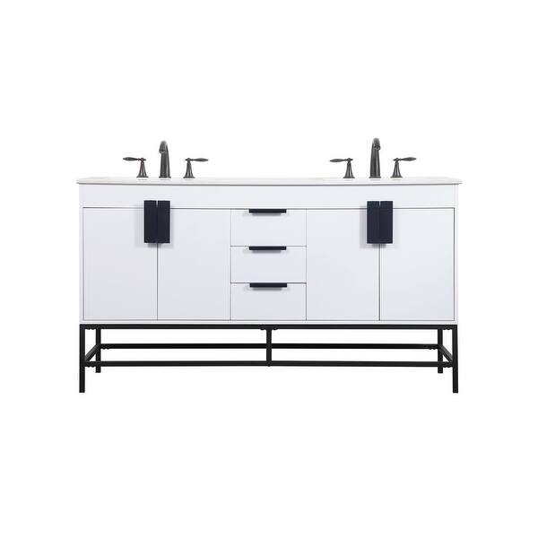 slide 1 of 1, Elegant Lighting VF48860DM Eugene 60" Free Standing Double Basin White - Painted