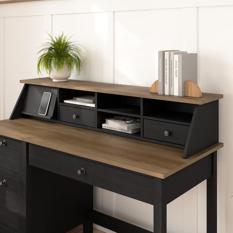 Mayfield Desktop Organizer by Bush Furniture - Vintage Black/Reclaimed Pine