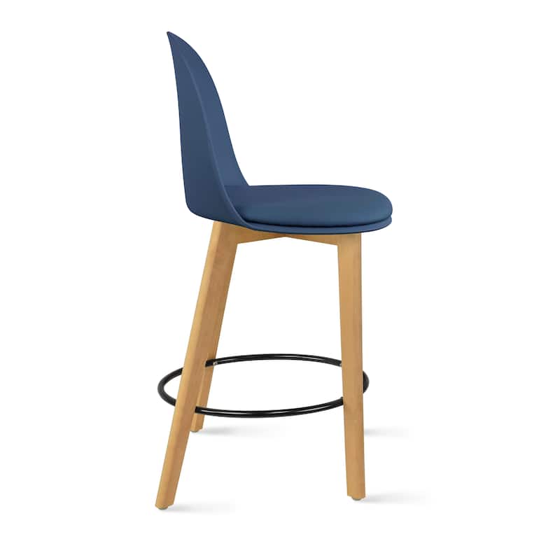 Set of 2 Designer Eiffel Chairs Counter Stools With Backs Side Molded Shell Kitchen Office Dining Dowel Bar Patio