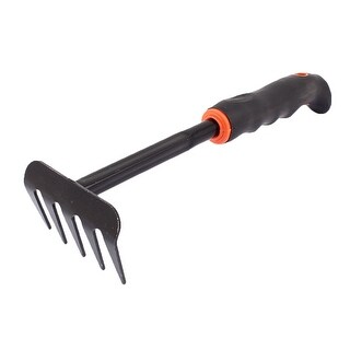 Plastic Coated Metal Head Handheld 5 Teeth Garden Rake Hand Tool Black ...