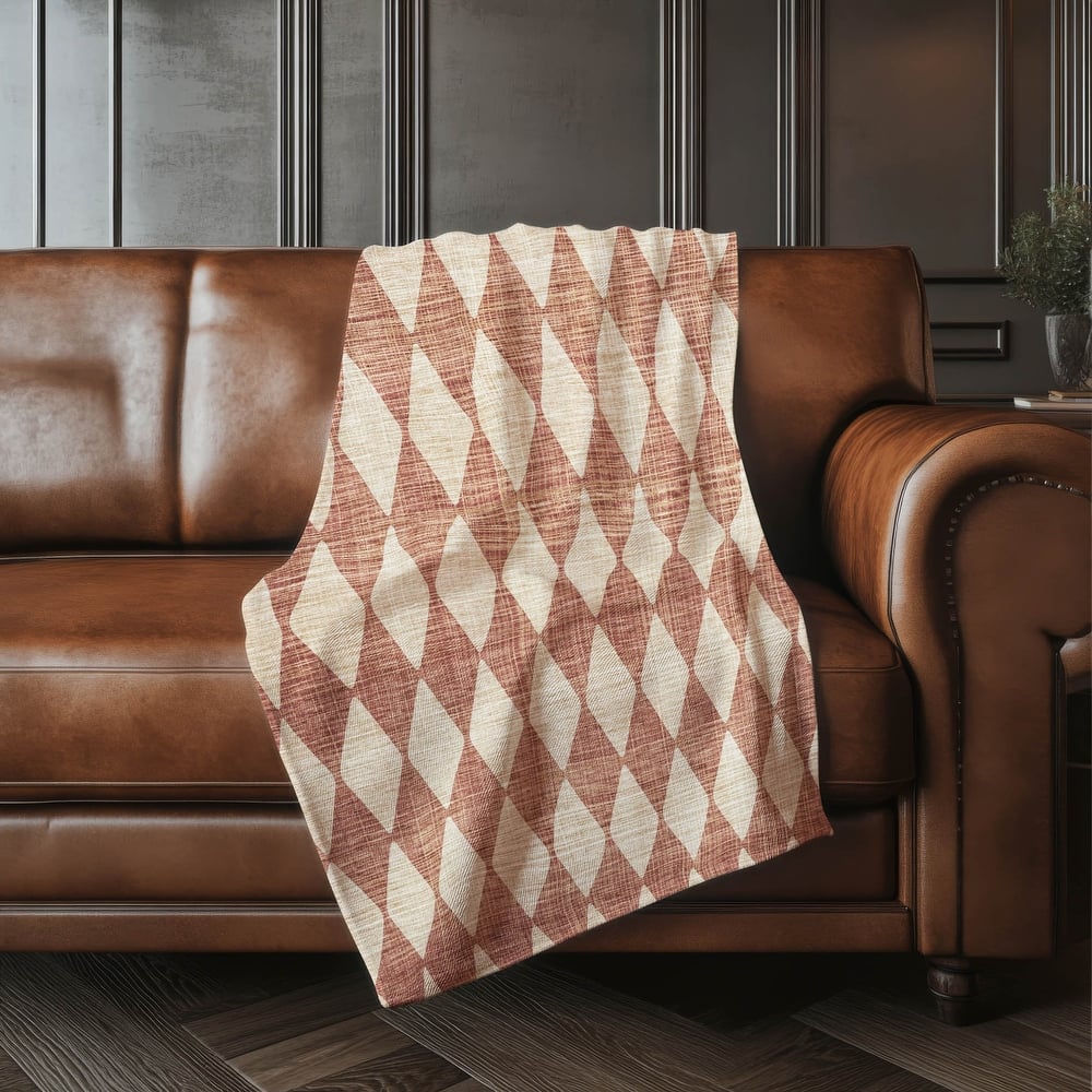 Premium Machine Washable Modern Argyle Sherpa Throw Blanket
