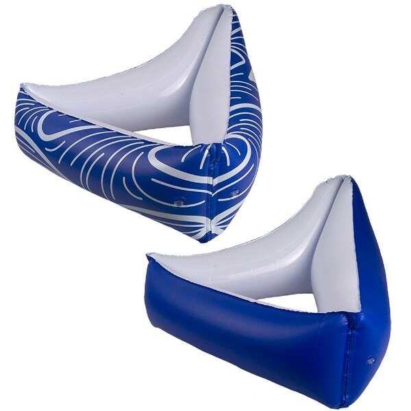 Set of 2 Inflatable Blue and White Catalina Swimming Pool Chairs, 29-Inch - N/A