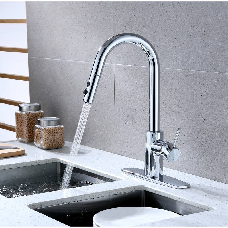 Ultra Faucets Euro Collection Single-Handle Kitchen Faucet With Pull-Down Spray
