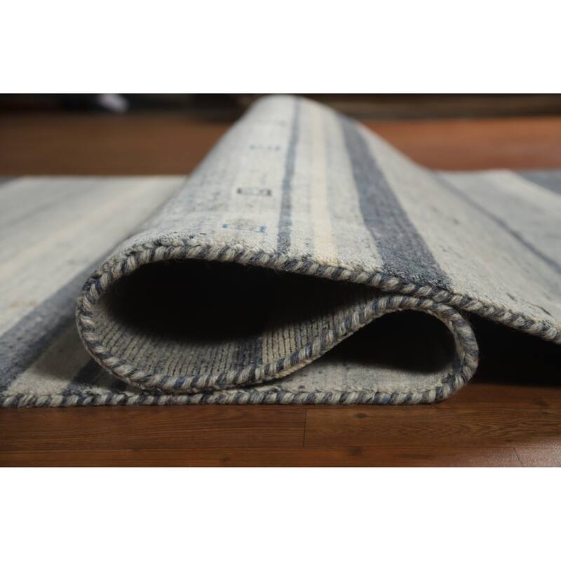 Gabbeh Indian Area Rug Handmade Bedroom Grey Wool Carpet - 5'3" x 7'6"