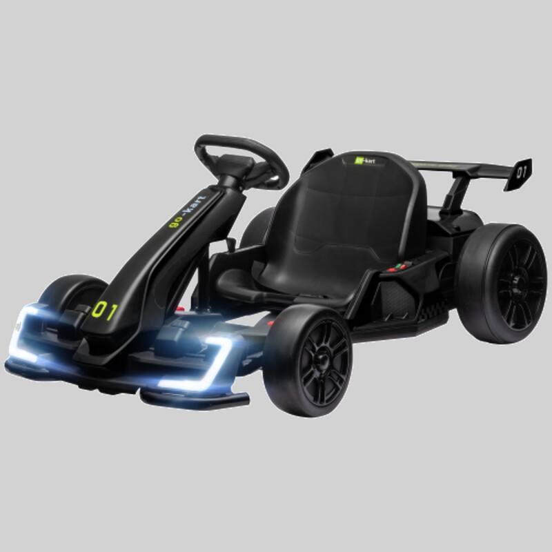 24V Drifting Go Kart for Kids, Adjustable Seat, 7.5 MPH, Music, Horn, Lights, Outdoor Ride-on Toy for Ages 6-12 - Black