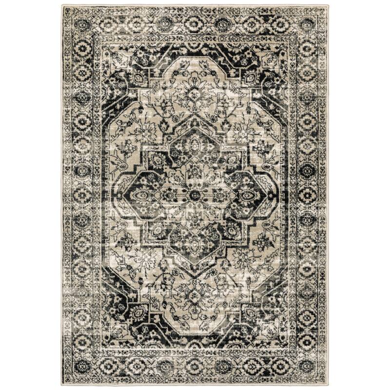 Style Haven Patricia Distressed Grey Medallion Area Rug - 3'10" x 5'5" - Rectangle