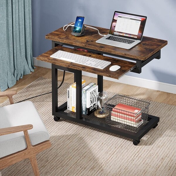 Height Adjustable Small Portable Desk C Side Table with Outlet and USB Ports On Sale Bed Bath Beyond 37068466
