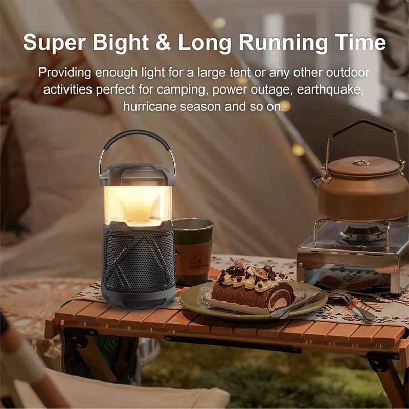 Outdoor Lantern Bluetooth Speaker IPX6 Waterproof Wireless Speaker with LED Light for Camping, Hiking Patio Yard Parties