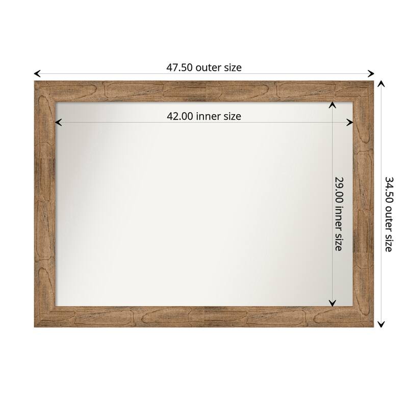 Owl Brown Framed Non-Beveled Custom Wall Mirror, Bathroom Vanity Mirror - Outer Size: 47.5 x 34.5