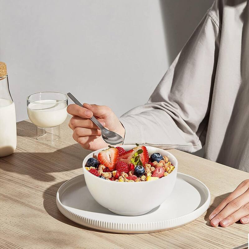 White Bowl Sets for Salad Soup Pasta Popcorn Fruits