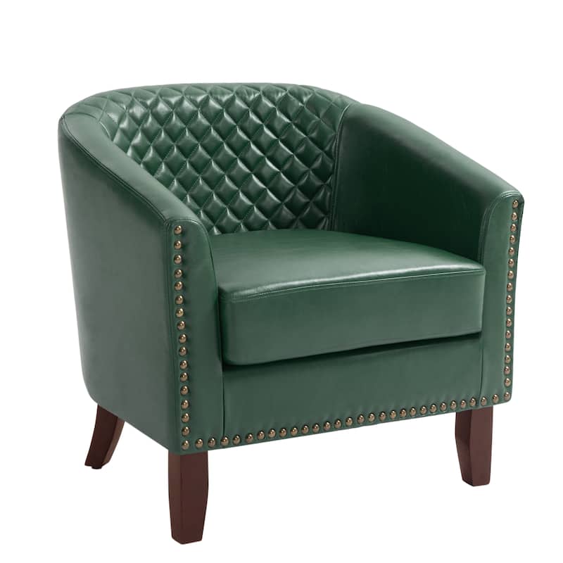 Faux Leather Barrel Accent Chair