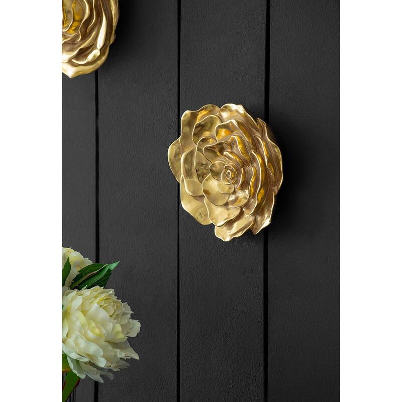 Modern Rose Hanging Wall Accents Floral Wall Decorations, Suitable for Living Rooms, Hallways and Bedrooms, Gold