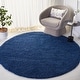 preview thumbnail 136 of 197, SAFAVIEH Laguna Shag Verdiana Solid Color 2-inch Thick Rug. 4' Round - Blue - Round