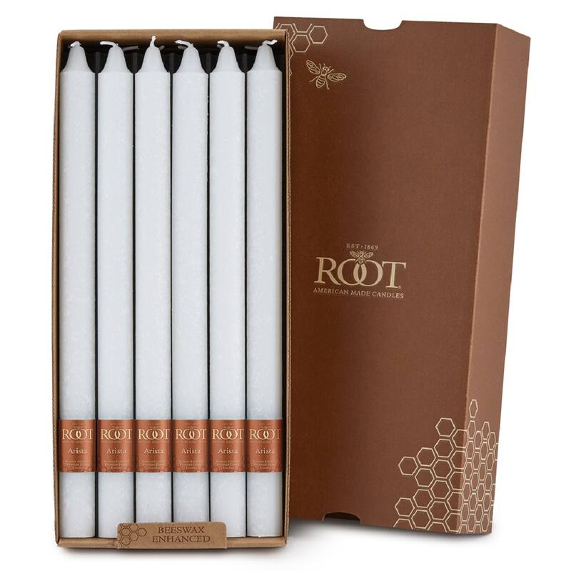 ROOT 12 Inch Unscented Timberline Arista Taper Candles box of 12 - 12 X 7/8 - Antique White