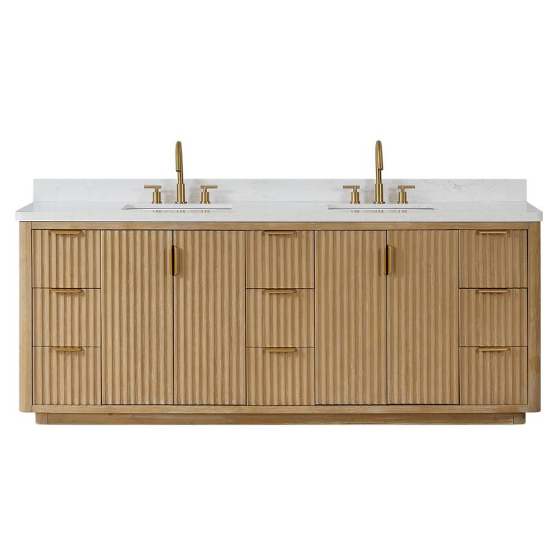 Miseno MV-NM-CADI84-LWT Cadiz 84" Free Standing Double Basin Vanity - Washed Ash Grey - Ash Finish