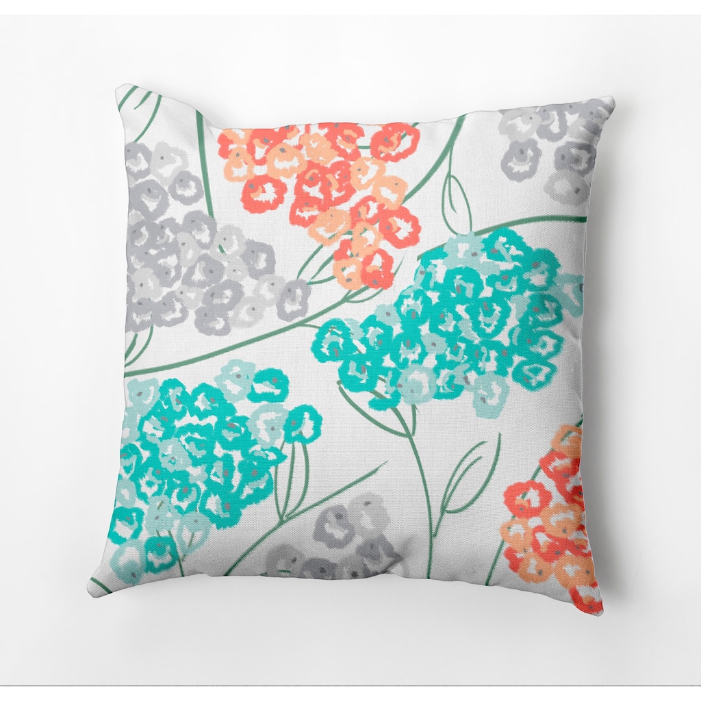 Hydrangeas Floral Print 16-inch Throw Pillow