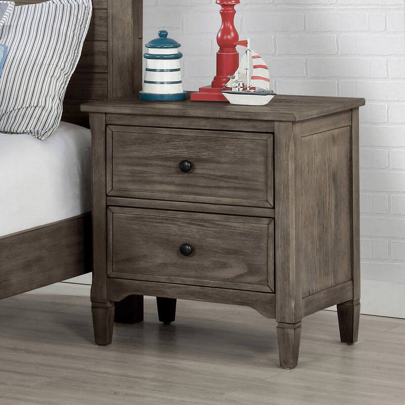 Lanister Transitional Grey Wood 2-drawer Nightstand by Furniture of America - Grey