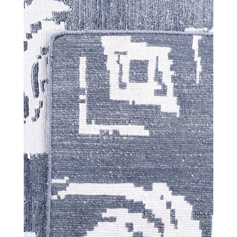 Modern One-of-a-Kind Hand-Knotted Area Rug, Blue - 9' 1" x 12' 3"