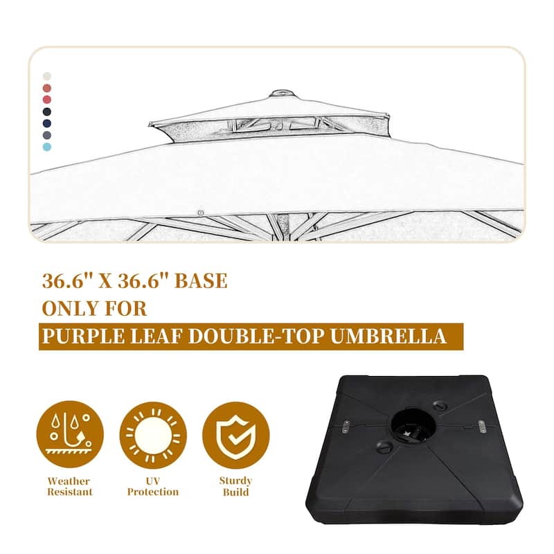 PURPLE LEAF 36.6" Square Sand/Water Filled Patio Umbrella Base - 35.4"x36.22"