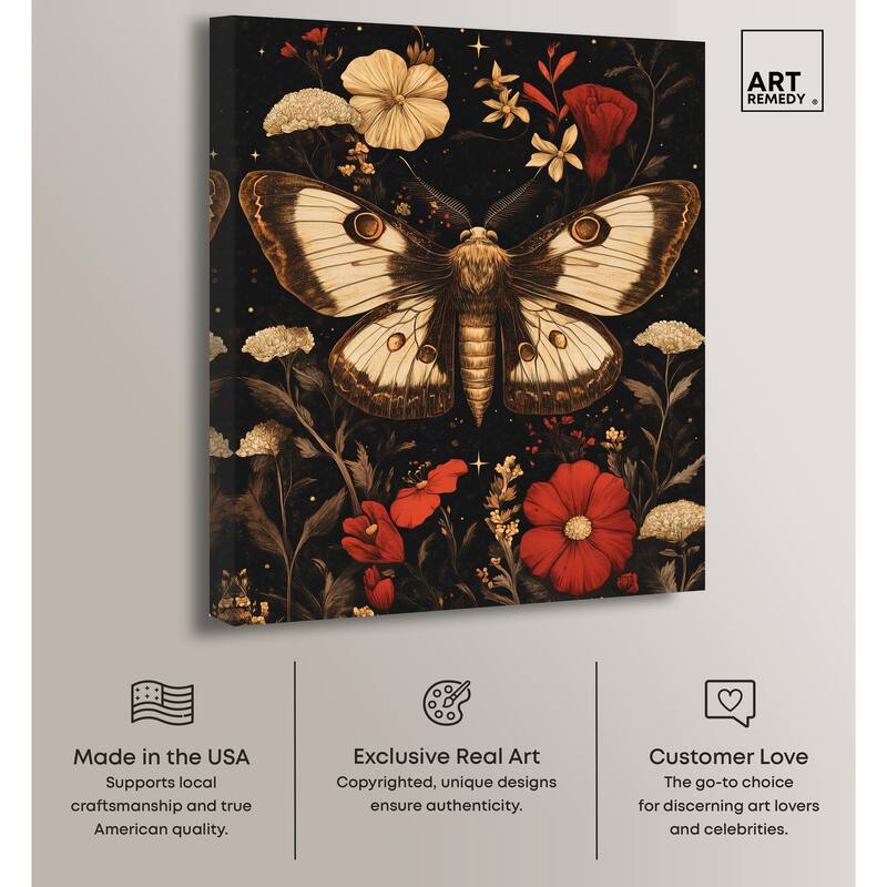 Flying Moth Canvas by Art Remedy, Gallery Wrapped