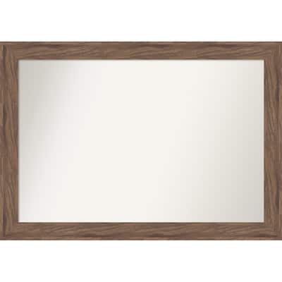 Pia Medium Brown Non-Beveled Framed Bathroom Vanity Wall Mirror - Pia Medium Brown