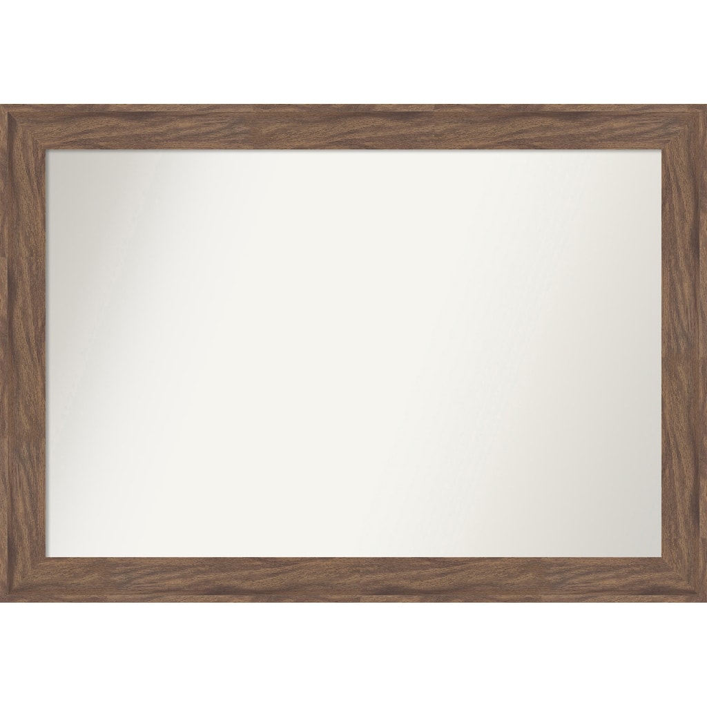 Pia Medium Brown Non-Beveled Framed Wall Mirror - Pia Medium Brown