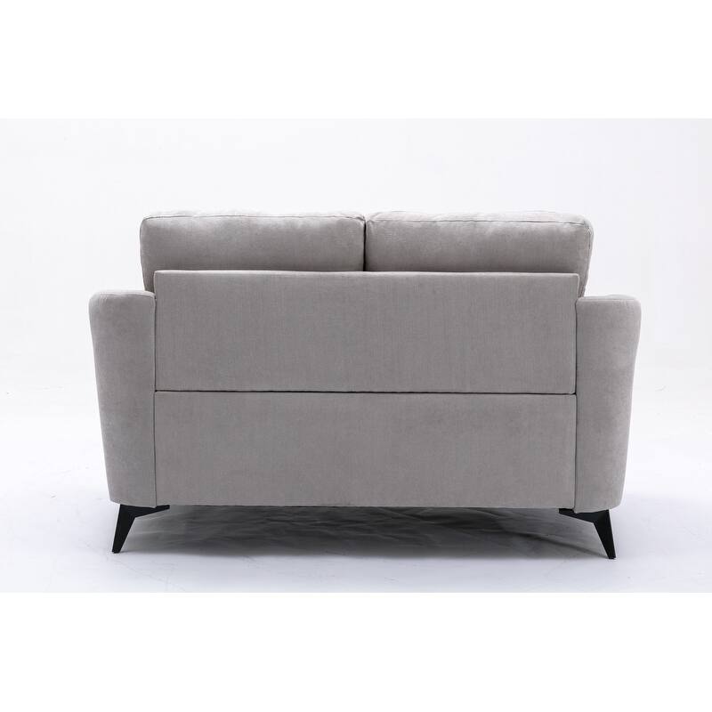 Woven Fabric Loveseat Sofa, Couch Settee with Tufted Cushions, 2 Seater Sofa with Pocket Coil Seating and Metal Legs