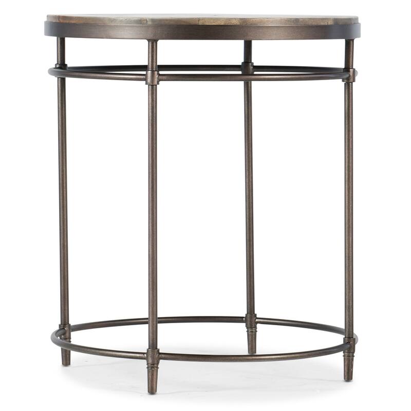 Hooker Furniture 22" Diameter Acacia Wood Top Metal Side Table from - Light Wood / Metal