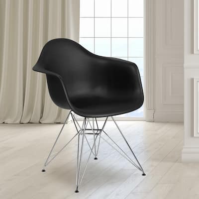 Plastic Chair with Arms and Chrome Base