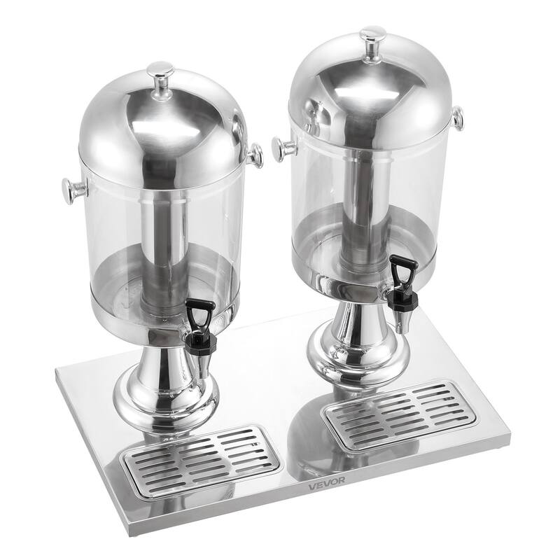 2.1 Gallon Stainless Steel Beverage Dispenser with No Drip Spigot and Ice Chamber for Events or Hotels - 2