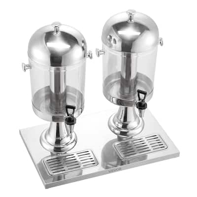 2.1 Gallon Stainless Steel Beverage Dispenser with No Drip Spigot and Ice Chamber for Events or Hotels