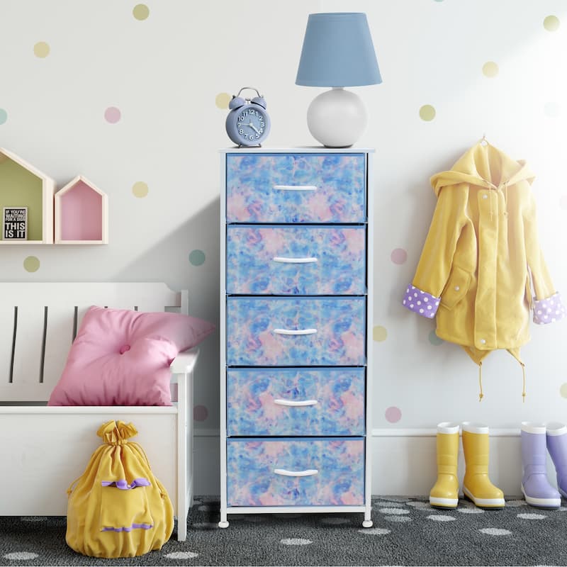 Dresser w/ 5 Drawers Furniture Tall Storage Organizer Unit for Bedroom