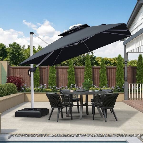 slide 2 of 16, PURPLE LEAF 10ft Square Patio Offset Cantilever Umbrella with Base Included