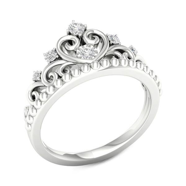 Shop 1 6ct Tdw Diamond Crown Ring In 10k Gold By De Couer On Sale Overstock 26278466