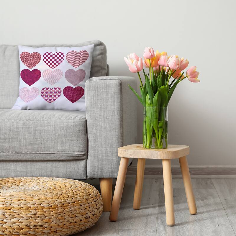 Patterned Hearts Valentines Day Accent Pillow
