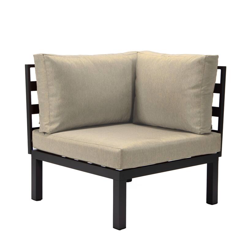 LeisureMod Hamilton 2-Piece Modern Corner Lounge Chair Loveseat - Polyester Upholstered Sofa for Patio Garden Porch Backyard