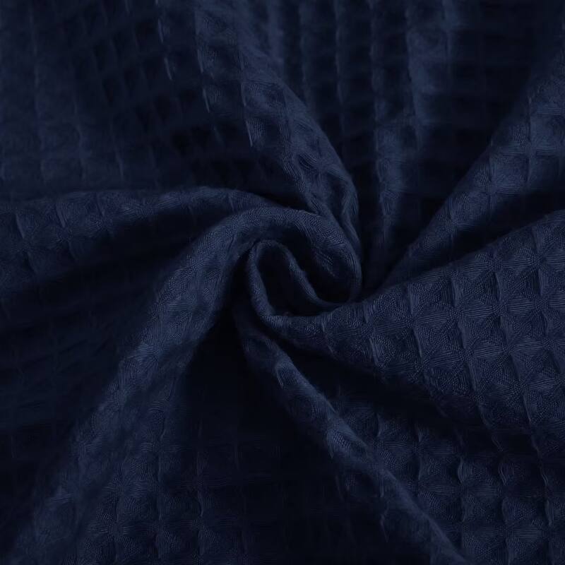 Cotton Blend Honeycomb Waffle Shower Curtain with Snap-in Liner