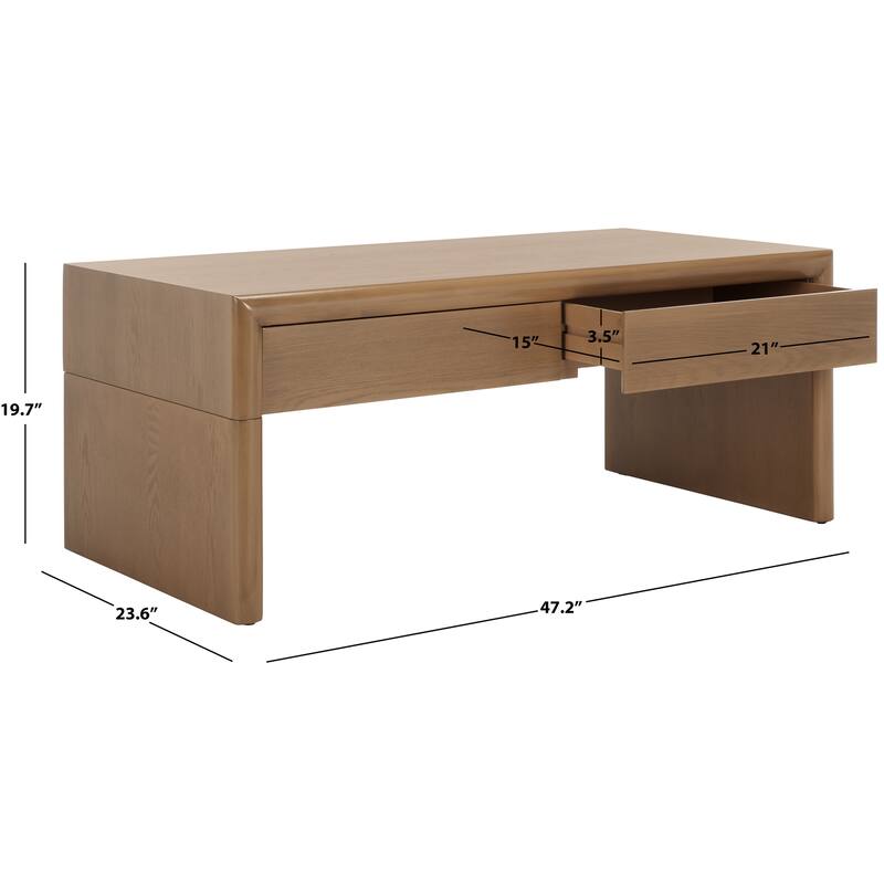 SAFAVIEH Home Collection Rune Coffee Table W/ Drawers - 47" L x 24" D x 20" H