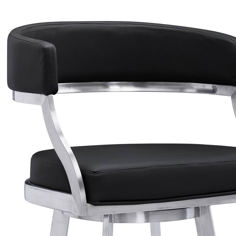 Faux Leather Swivel Bar Stool with Iron Frame, Arms and Footrest