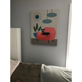 Retro Cat Clock Mod Art Wall Art Print On Canvas