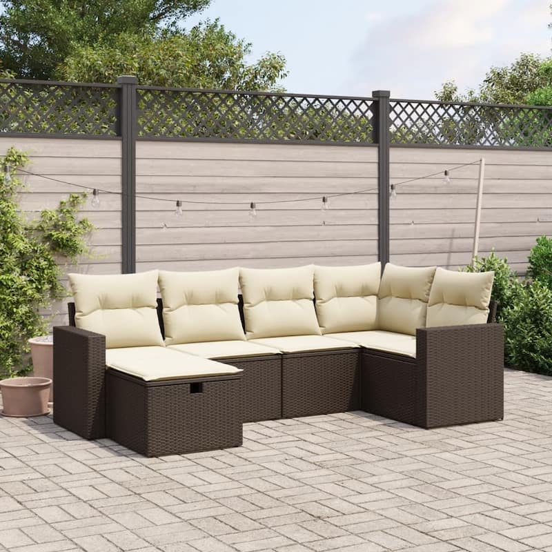 vidaXL Garden Sofa Sett - Brown and cream Large - form1