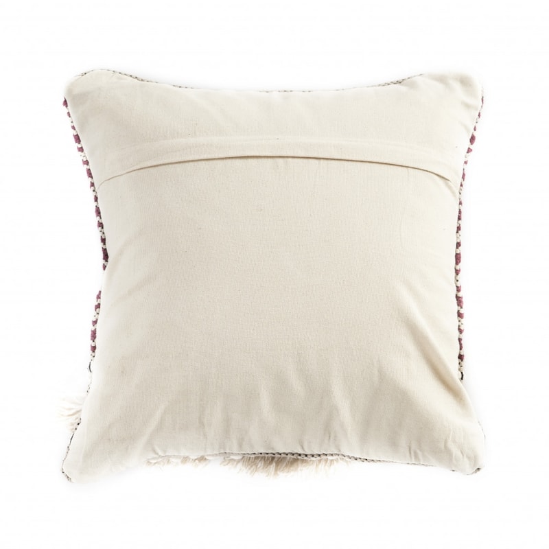HomeRoots 20" X 20" Maroon Red And Off-White 100% Cotton Striped Zippered Pillow
