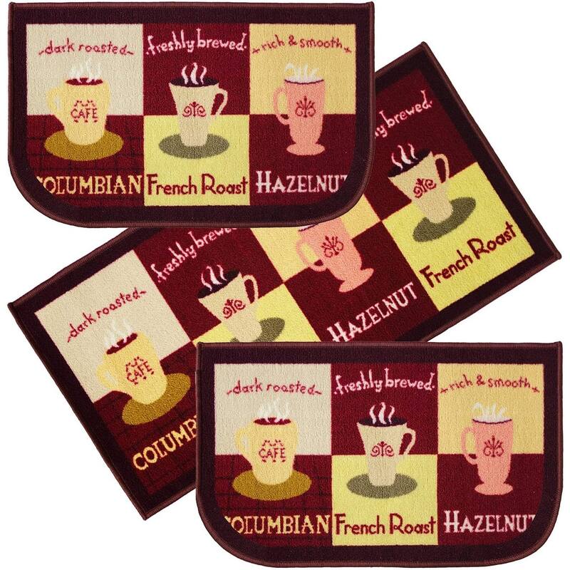 Kashi Home Kitchen Rug, Printed Durable Non Slip Floor Mat, Farmhouse Design 3 Piece Set - 3pc Set (2 18x30 D Shape & 1 20x40)
