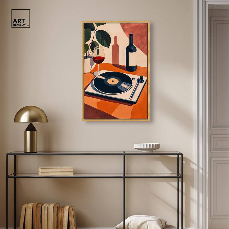 Vinyl and Wine Canvas by Art Remedy