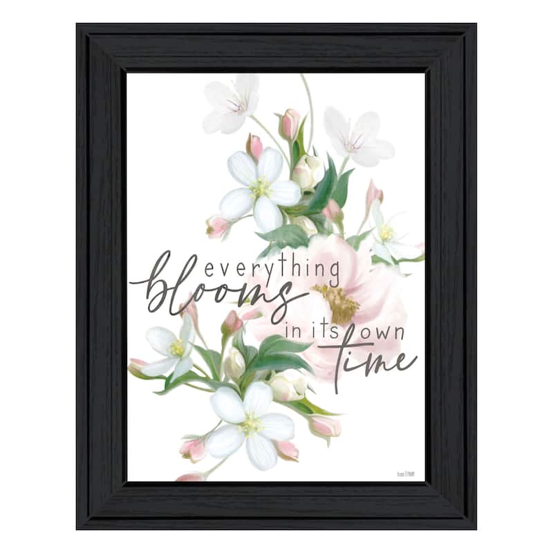 TrendyDecor4U Contemporary "Everything Bloom" Framed Print Wall Art - Charcoal