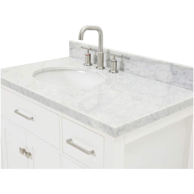 Ariel H037SLCWOVO Bristol 36" Thick Carrara Marble Vanity Top