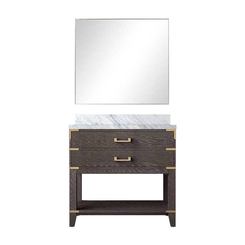 Norwalk Bath Vanity with Carrara Marble Top, Sink and Mirror